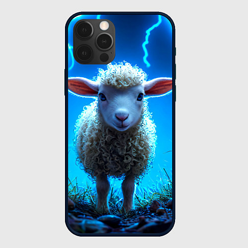 Чехол iPhone 12 Pro Max Овечка в разрядах молнии / 3D-Черный – фото 1