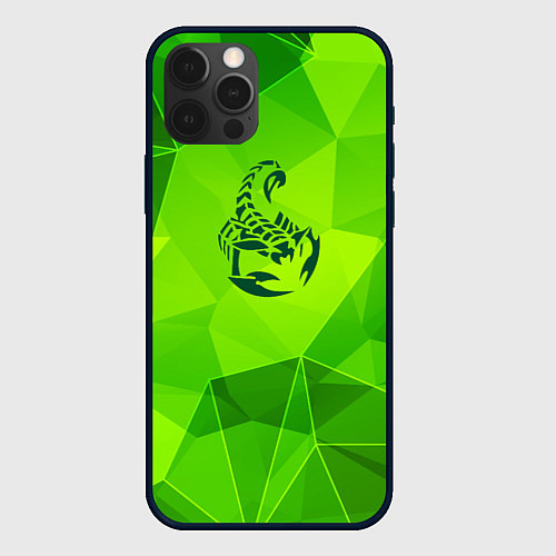 Чехол iPhone 12 Pro Max Scorpions green poly / 3D-Черный – фото 1