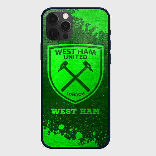 Чехол iPhone 12 Pro Max West Ham - green gradient / 3D-Черный – фото 1