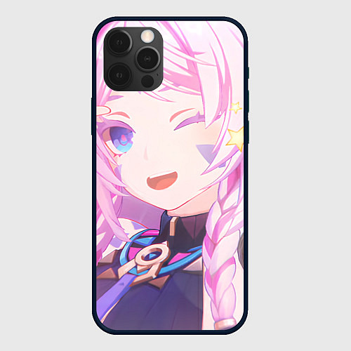 Чехол iPhone 12 Pro Max Genshin Impact Ситлали подмигивает / 3D-Черный – фото 1
