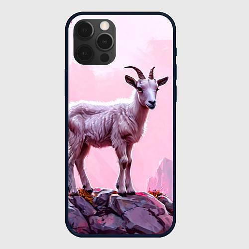 Чехол iPhone 12 Pro Max Козлик в розовом свете / 3D-Черный – фото 1