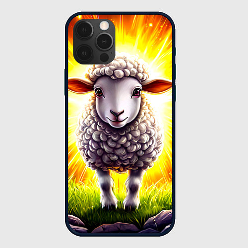 Чехол iPhone 12 Pro Max Овечка в ярких лучах / 3D-Черный – фото 1