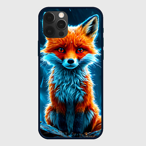 Чехол iPhone 12 Pro Max Лиса и молния / 3D-Черный – фото 1