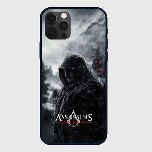 Чехол iPhone 12 Pro Max Assassins Creed охотник в горах / 3D-Черный – фото 1