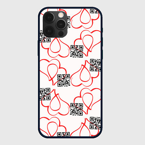 Чехол iPhone 12 Pro Max Сердца и код любви на белом / 3D-Черный – фото 1
