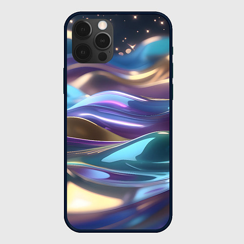 Чехол iPhone 12 Pro Max Космические мягкие волны / 3D-Черный – фото 1