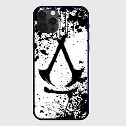 Чехол для iPhone 12 Pro Max Assassins creed shadows - черно-белые брызги, цвет: 3D-черный