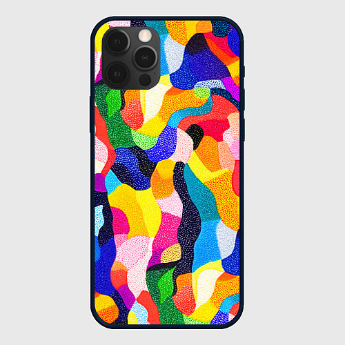 Чехол iPhone 12 Pro Max Лоскутная абстракция / 3D-Черный – фото 1