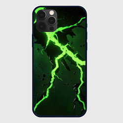 Чехол для iPhone 12 Pro Max Зеленая неоновая молния, цвет: 3D-черный