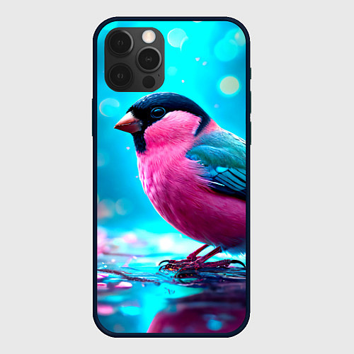 Чехол iPhone 12 Pro Max Розовый снегирь / 3D-Черный – фото 1