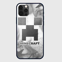 Чехол для iPhone 12 Pro Max Minecraft - white gradient, цвет: 3D-черный