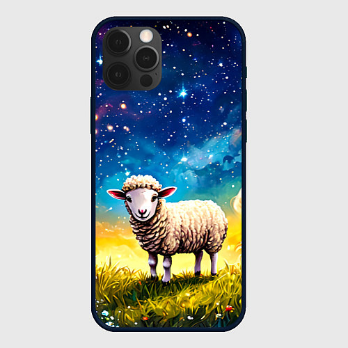 Чехол iPhone 12 Pro Max Овечка и звездное небо / 3D-Черный – фото 1