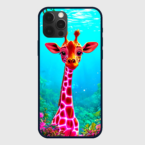 Чехол iPhone 12 Pro Max Жираф в сказачном лесу / 3D-Черный – фото 1