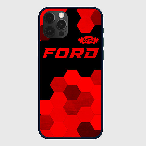 Чехол iPhone 12 Pro Max Ford - red gradient посередине / 3D-Черный – фото 1