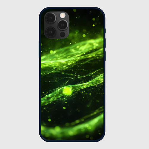 Чехол iPhone 12 Pro Max Текстура зеленая жидкость / 3D-Черный – фото 1