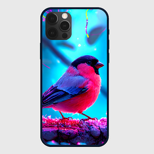 Чехол iPhone 12 Pro Max Розовый снегирь / 3D-Черный – фото 1