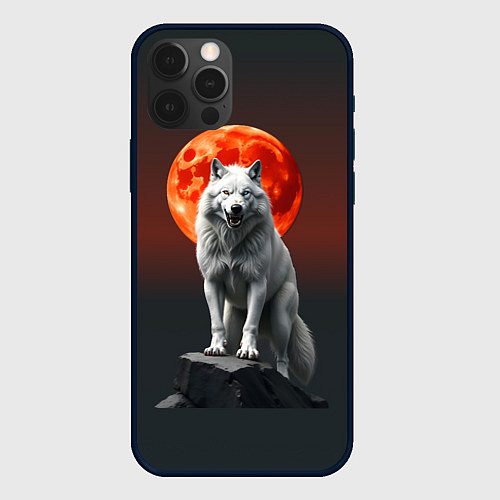 Чехол iPhone 12 Pro Max Белый волк в ночи / 3D-Черный – фото 1