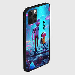 Чехол для iPhone 12 Pro Max Рик и Морти на планете неоновых грибов - нейроарт, цвет: 3D-черный — фото 2