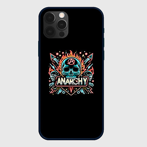 Чехол iPhone 12 Pro Max Анархия - черепа / 3D-Черный – фото 1