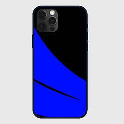 Чехол iPhone 12 Pro Max Чёрный с синим двуцветный с полосой