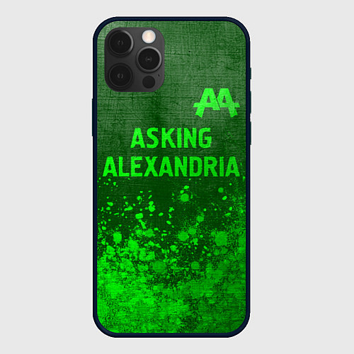 Чехол iPhone 12 Pro Max Asking Alexandria - green gradient посередине / 3D-Черный – фото 1