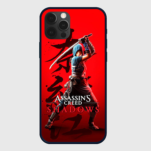 Чехол iPhone 12 Pro Max Assassins Creed Shadows - Shinobi Naoe / 3D-Черный – фото 1