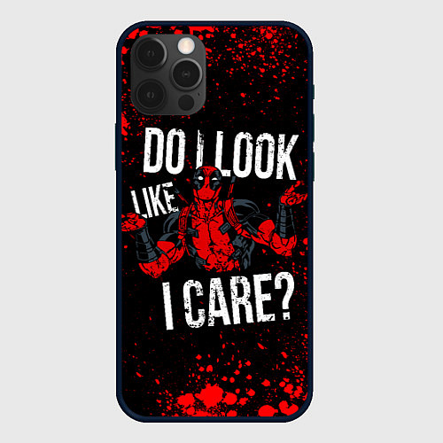 Чехол iPhone 12 Pro Max Дэдпул - красные брызги / 3D-Черный – фото 1