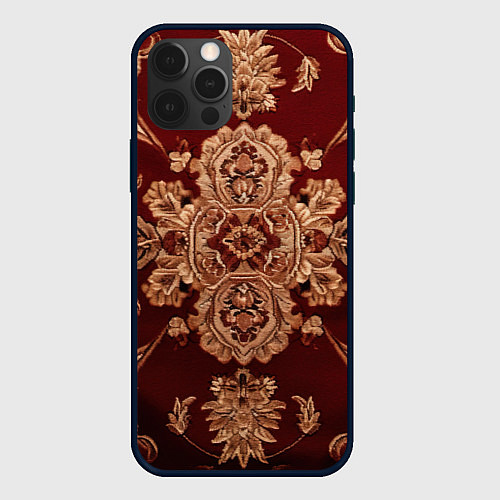 Чехол iPhone 12 Pro Max Классический бордовый узор / 3D-Черный – фото 1