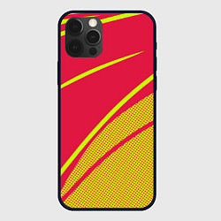 Чехол iPhone 12 Pro Max Красно-розовый с салатовым точечный