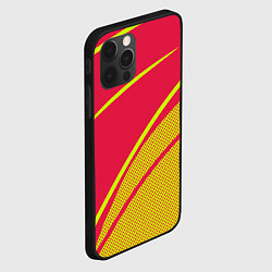 Чехол для iPhone 12 Pro Max Красно-розовый с салатовым точечный, цвет: 3D-черный — фото 2