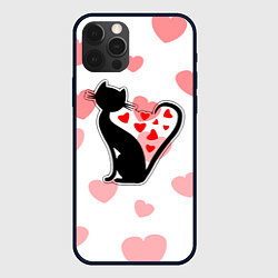 Чехол для iPhone 12 Pro Max Влюбленная кошка, цвет: 3D-черный