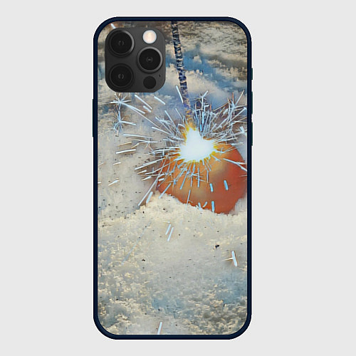 Чехол iPhone 12 Pro Max Искрящийся мандарин на снегу / 3D-Черный – фото 1