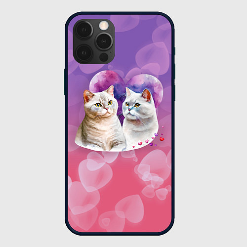 Чехол iPhone 12 Pro Max Кошачья влюбленность / 3D-Черный – фото 1
