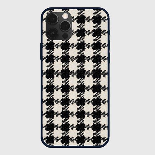 Чехол iPhone 12 Pro Max Черно белая гусиная лапка / 3D-Черный – фото 1