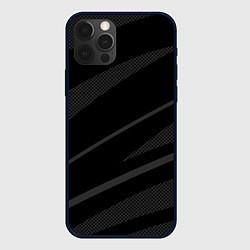 Чехол для iPhone 12 Pro Max Чёрный с серым абстракция полосы, цвет: 3D-черный