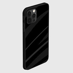 Чехол для iPhone 12 Pro Max Чёрный с серым абстракция полосы, цвет: 3D-черный — фото 2