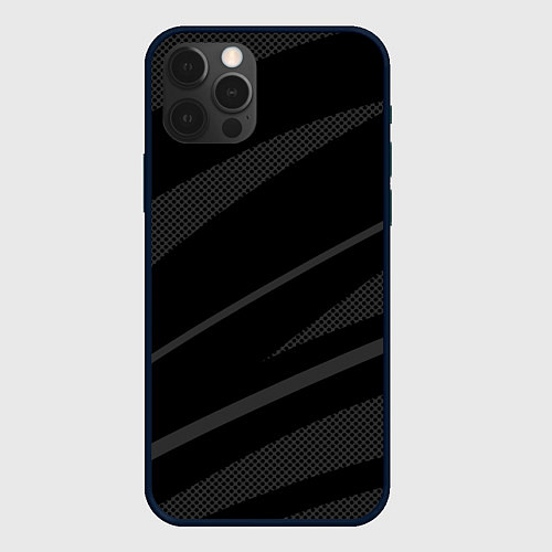Чехол iPhone 12 Pro Max Чёрный с серым абстракция полосы / 3D-Черный – фото 1