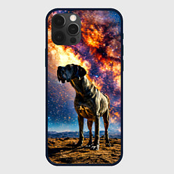 Чехол для iPhone 12 Pro Max Немецкий дог и космическое небо, цвет: 3D-черный