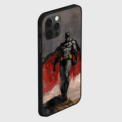 Чехол для iPhone 12 Pro Max Бэтмен стоит на обрыве скалы, цвет: 3D-черный — фото 2