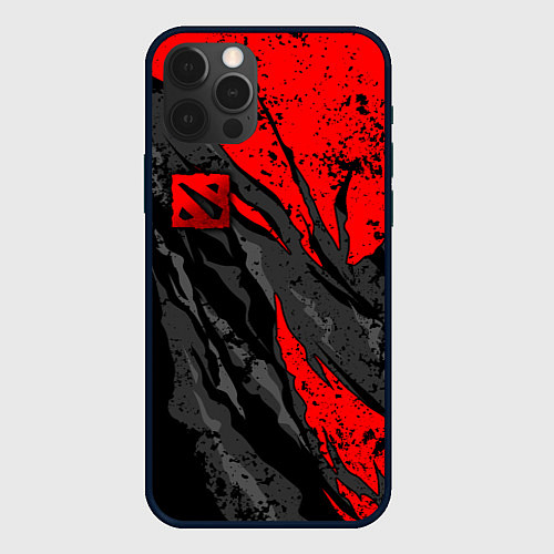 Чехол iPhone 12 Pro Max Дота 2 - красная абстракция / 3D-Черный – фото 1