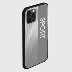 Чехол для iPhone 12 Pro Max Sport светло-серый с полосой, цвет: 3D-черный — фото 2