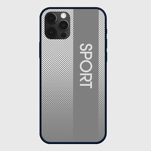 Чехол iPhone 12 Pro Max Sport светло-серый с полосой / 3D-Черный – фото 1