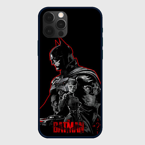Чехол iPhone 12 Pro Max Бэтмен и враги в ночи / 3D-Черный – фото 1