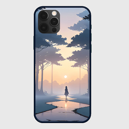 Чехол iPhone 12 Pro Max В лесу на закате / 3D-Черный – фото 1
