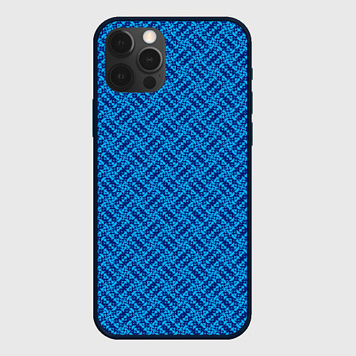 Чехол iPhone 12 Pro Max Сине-голубой текстурированный / 3D-Черный – фото 1