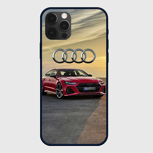 Чехол iPhone 12 Pro Max Audi RS 7 на закате солнца / 3D-Черный – фото 1