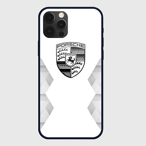 Чехол iPhone 12 Pro Max Porsche white poly / 3D-Черный – фото 1