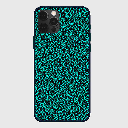 Чехол iPhone 12 Pro Max Текстурированный с узором чёрно-бирюзовый / 3D-Черный – фото 1