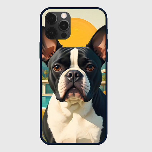 Чехол iPhone 12 Pro Max Бульдог и лето / 3D-Черный – фото 1