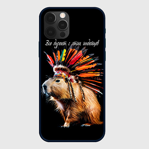 Чехол iPhone 12 Pro Max Все дуреют с этих индейцев / 3D-Черный – фото 1